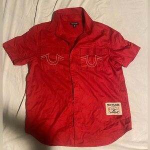 True Religion Red Short-Sleeve Button-Up (Size S/S)